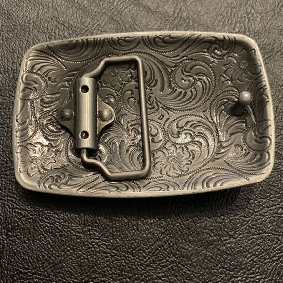 Western Concho Belt Buckle – Antique Silver Finish Turquoise Accent main image 4